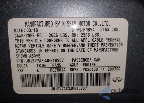 2018 Infiniti Q50 3.0T Luxe from USA, damaged, VIN JN1EV7AR3JM610257